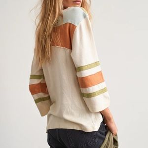 Free People / We The Free Sinead Tee Distressed Boho 3/4 Sleeves S